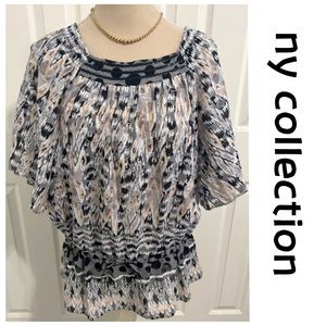 ny collection, Multi Colored, Adjustable Bottom Tie, Short Sleeve Tunic Top